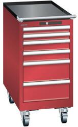 Lista mobil műhelyfiókos szekrény, 6 fiókkal, 411x725x840 mm, piros