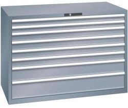 Lista műhelyfiókos szekrény, 1431x725x1000 mm, 200kg, 8 fiók, sötétszürke