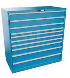Lista műhelyfiókos szekrény, 1431x725x1450 mm, 10 fiók, világoskék