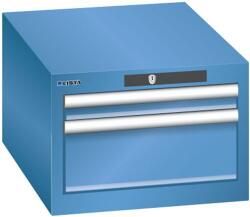 Lista műhelyfiókos szekrény, 2 fiókkal - 1 x 50 mm + 1 x 150 mm, kék