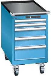 Lista mobil műhelyfiókos szekrény, 5 fiókkal, 411x725x723 mm, világoskék