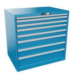 Lista műhelyfiókos szekrény, 8 fiók, teherbírás 200kg, 1023x725 mm, kulcsos nyitás