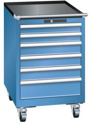 Lista mobil műhelyfiókos szekrény, 6 fiókkal: 2x75mm + 3x100mm + 1x150mm, kék - manutan - 775 221 Ft