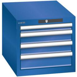 Lista műhelyfiókos szekrény, 4 fiókkal, fluoreszkáló kék
