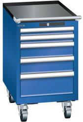 Lista mobil műhelyfiókos szekrény, 5 fiókkal, fluoreszkáló kék