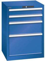 Lista műhelyfiókos szekrény, 4 fiókkal, 564x572x800, fluoreszkáló kék