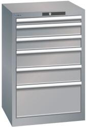 Lista műhelyfiókos szekrény, 6 fiókkal, 564x572x850 mm, szürke/ezüst - manutan - 646 963 Ft