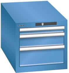 Lista műhelyfiókos szekrény, 3 fiókkal: 1x50mm + 1x100mm + 1x150mm, 411x725x383 mm, kék