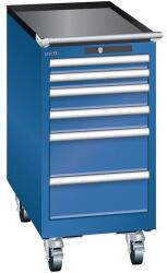 Lista mobil műhelyfiókos szekrény, 6 fiókkal, 411x725x840 mm, sötétkék