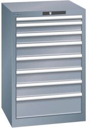Lista műhelyfiókos szekrény, 8 fiókkal, 564x572x850 mm, sötétszürke