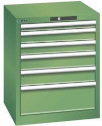 Lista műhelyfiókos szekrény, 6 fiókkal, 564x572x700 mm, zöld