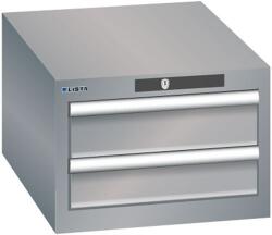 Lista műhelyfiókos szekrény, 2 fiókkal - 2x100mm, szürke/ezüst