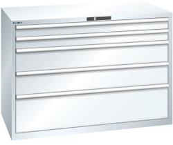 Lista műhelyfiókos szekrény, 1431x725x1000 mm, 200kg, 5 fiók, fehér
