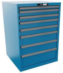 Lista műhelyfiókos szekrény, 8 fiók, teherbírás 200kg, 717x725 mm, kulcsos nyitás