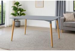 Skandináv téglalap alakú étkezőasztal, 120×80×74 cm, szürke MDF, fa lábak