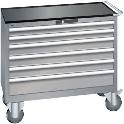 Lista műhelyfiókos szekrény, 1023x572x962 mm, 6 fiók, szürke/ezüst