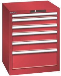 Lista műhelyfiókos szekrény, 6 fiókkal, 564x572x700 mm, piros