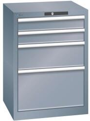 Lista műhelyfiókos szekrény, 4 fiókkal, 564x572x800, sötétszürke