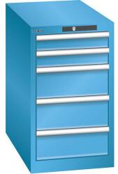 Lista műhelyfiókos szekrény, 5 fiókkal, 411x725x700 mm, világoskék