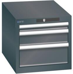 Lista műhelyfiókos szekrény, 3 fiókkal - 1 x 50 mm + 1 x 100 mm + 1 x 150 mm, fekete