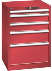 Lista műhelyfiókos szekrény, 5 fiókkal, 564x572x800, piros