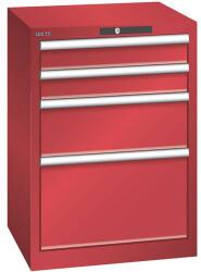 Lista műhelyfiókos szekrény, 4 fiókkal, 564x572x800, piros