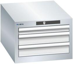 Lista műhelyfiókos szekrény, 3 fiók, szürke