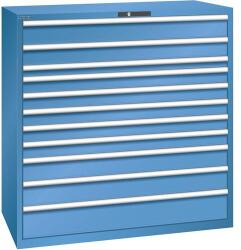 Lista műhelyfiókos szekrény, 1431x725x1450 mm, 11 fiók, kék