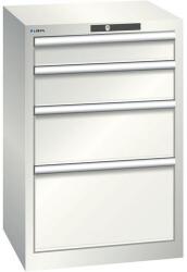 Lista műhelyfiókos szekrény, 4 fiókkal, 564x572x850 mm, világosszürke