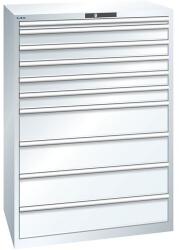 Lista műhelyfiókos szekrény, 1023x725x1450 mm, 10 fiók, fehér