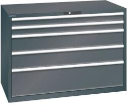 Lista műhelyfiókos szekrény, 1431x725x1000 mm, 75kg, 5 fiók, fekete