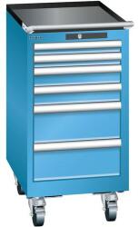 Lista mobil műhelyfiókos szekrény, 6 fiókkal, világoskék