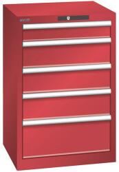 Lista műhelyfiókos szekrény, 5 fiókkal, 564x572x850 mm, piros