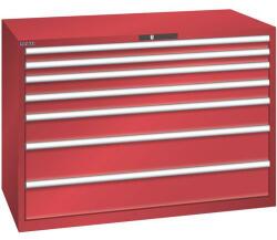 Lista műhelyfiókos szekrény, 1431x725x1000 mm, 200kg, 7 fiók, piros