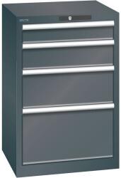 Lista műhelyfiókos szekrény, 4 fiókkal, 564x572x850 mm, fekete