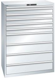 Lista műhelyfiókos szekrény, 1023x725x1450 mm, 10 fiók, szürke