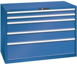 Lista műhelyfiókos szekrény, 1431x725x1000 mm, 200kg, 5 fiók, sötétkék