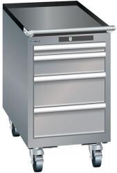 Lista mobil műhelyfiókos szekrény, 4 fiókkal, 411x725x723 mm, szürke/ezüst
