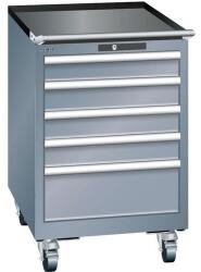Lista mobil műhelyfiókos szekrény, 5 fiókkal: 4x100mm + 1x200mm, sötétszürke