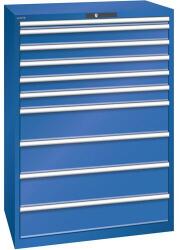 Lista műhelyfiókos szekrény, 1023x725x1450 mm, 10 fiók, rikítókék