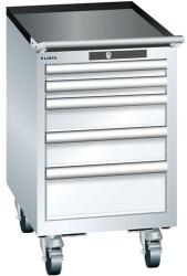 Lista mobil műhelyfiókos szekrény, 5 fiókkal, fehér