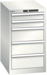 Lista műhelyfiókos szekrény, 5 fiókkal, 411x572x700, világosszürke