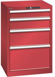 Lista műhelyfiókos szekrény, 4 fiókkal, 564x572x850 mm, piros