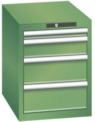 Lista műhelyfiókos szekrény, 4 fiókkal, 411x572x533 mm, zöld