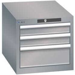 Lista műhelyfiókos szekrény, 3 fiók - 2x 75 mm + 1x 150 mm, szürke/ezüst