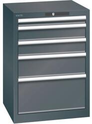 Lista műhelyfiókos szekrény, 5 fiókkal, 564x572x800, fekete