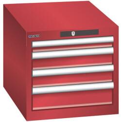 Lista műhelyfiókos szekrény, 4 fiók, piros