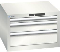 Lista műhelyfiókos szekrény, 3 fiókkal, 564x572x383 mm, világosszürke