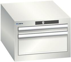 Lista műhelyfiókos szekrény, 2 fiókkal - 1 x 50 mm + 1 x 150 mm, világosszürke