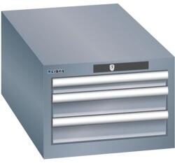 Lista műhelyfiókos szekrény, 3 fiókkal, 411x725x283 mm, sötétszürke